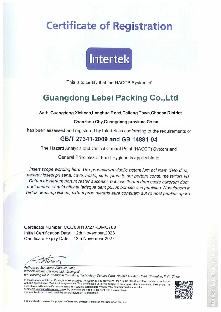 Certifications & Standards HACCP