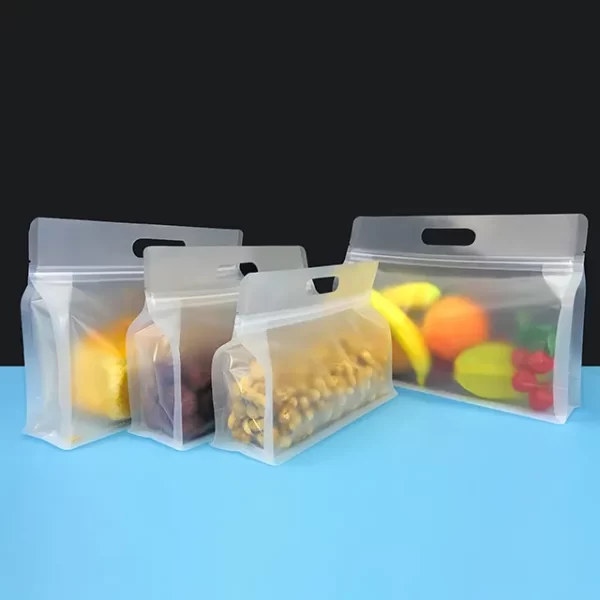 Оптовая торговля-плоское дно-пакет с молнией и ручкой-прозрачный-матовый-отделка-1
