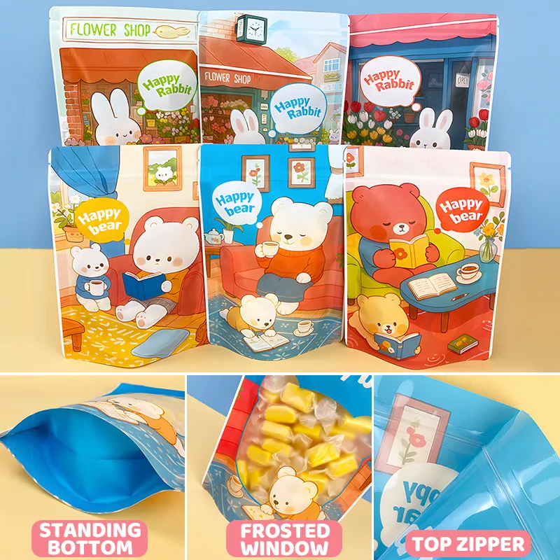 Wholesale Stand Up Pouch New Cartoon Design With Zipper And Viewing Windown