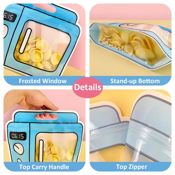 Wholesale Microwave-Shaped Stand Up Pouch Food Storage Bags Transparent Window